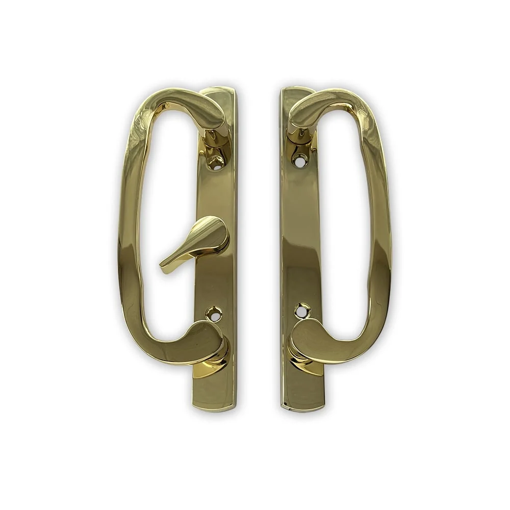 Canyon Door Supply (DH-211-GOLD) Legacy Handle Set for Sliding Doors, 3-15/16″ Hole Space- GOLD- CENTER LATCH