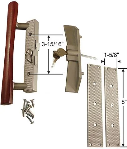 Canyon Door Supply (DH-113) Sliding Patio Door Keyed Aluminum With Wood Handle Set, 3-15/16″ Hole Space, view 7