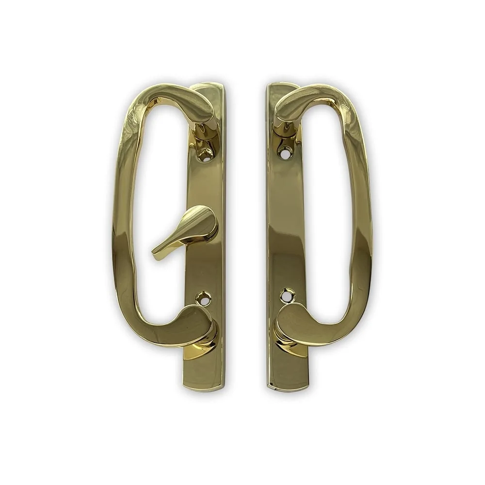 Canyon Door Supply (DH-211-GOLD) Legacy Handle Set for Sliding Doors, 3-15/16″ Hole Space- GOLD- CENTER LATCH, view 2