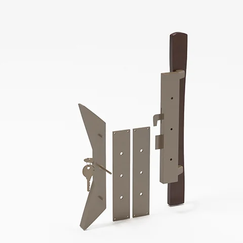 Canyon Door Supply (DH-113) Sliding Patio Door Keyed Aluminum With Wood Handle Set, 3-15/16″ Hole Space, view 2