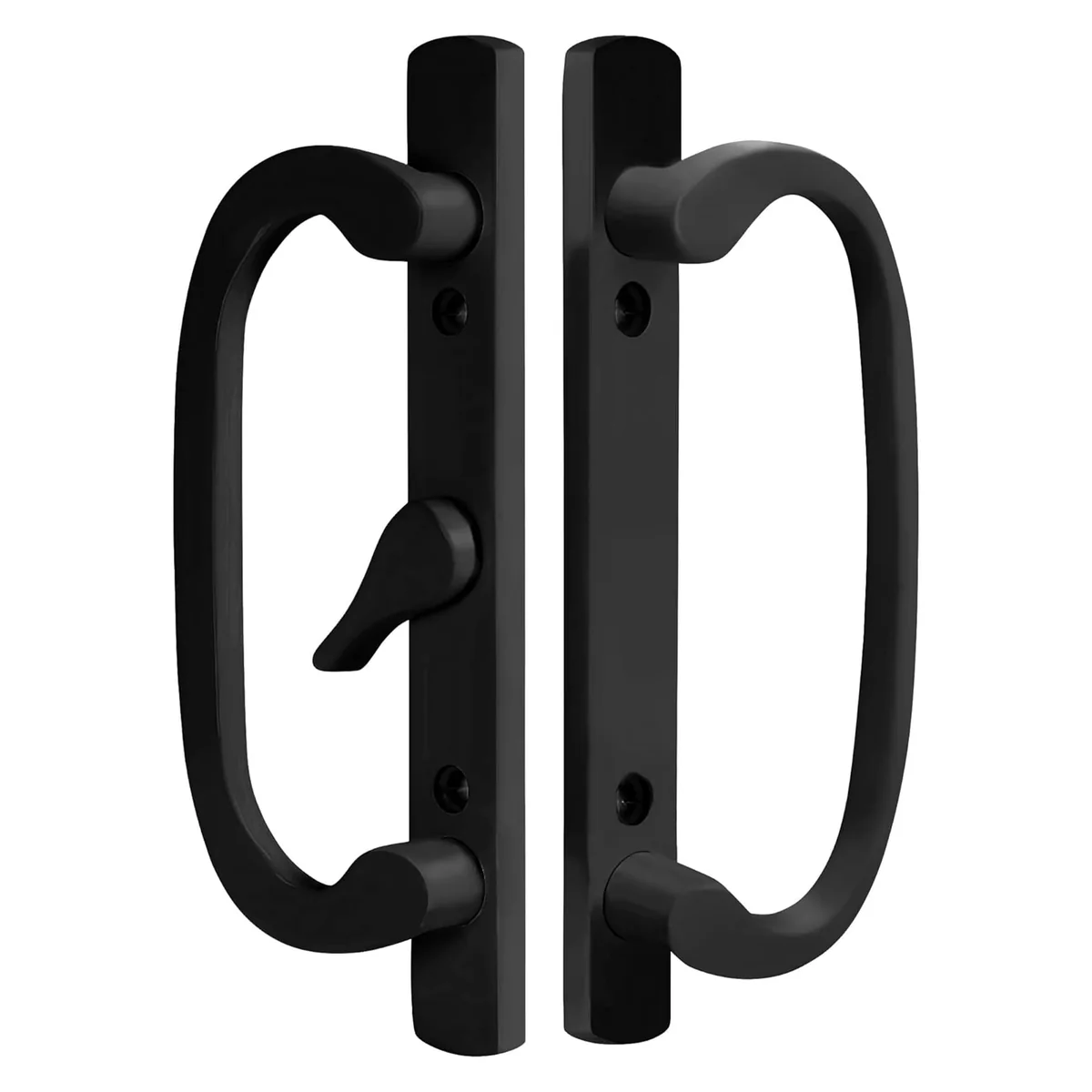 Canyon Door Supply (DH-211-BLACK) Legacy Handle Set for Sliding Doors, 3-15/16″ Hole Space- BLACK- CENTER LATCH, view 2