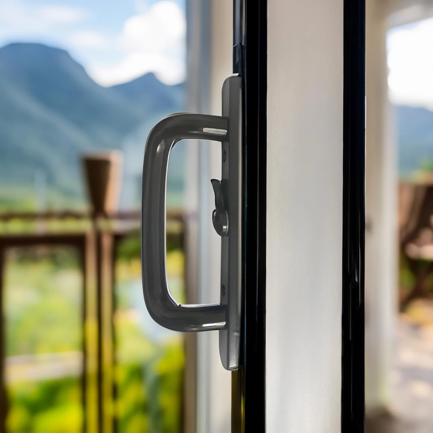 Canyon Door Supply (DH-204-C-B) Handle for Sliding Door, 3-15/16″ Hole Space – Center Latch, Bronze, view 3