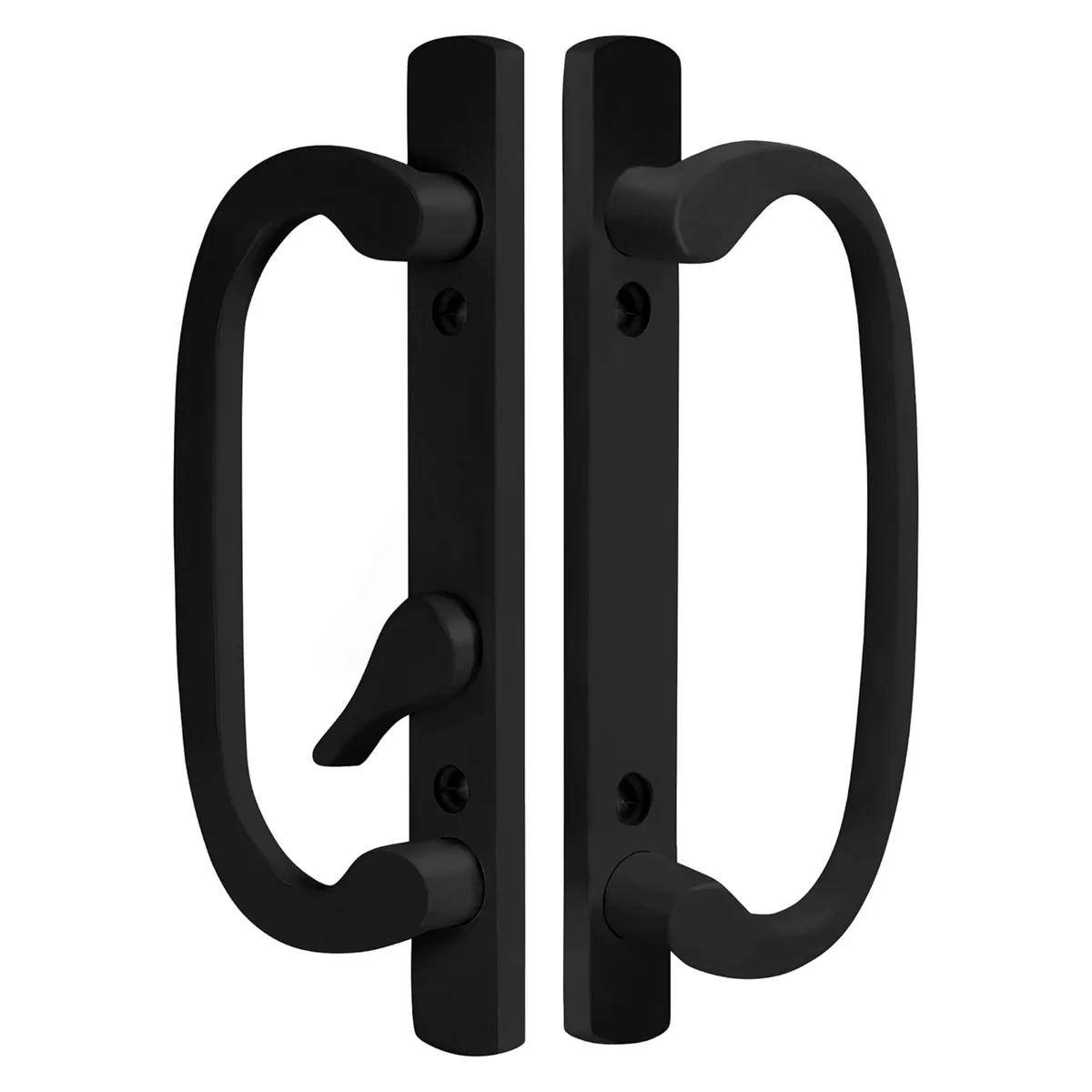 Canyon Door Supply (DH-211-BLACK) Legacy Handle Set for Sliding Doors, 3-15/16″ Hole Space- BLACK- OFF SET LATCH, view 2