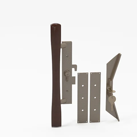 Canyon Door Supply (DH-113) Sliding Patio Door Keyed Aluminum With Wood Handle Set, 3-15/16″ Hole Space, view 4